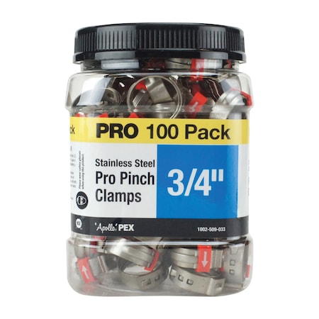 Apollo Apollo PRO 1/2 in to 3/4 in. SAE 20 Silver Pinch Clamp Stainless Steel Band PXPRO34100JR